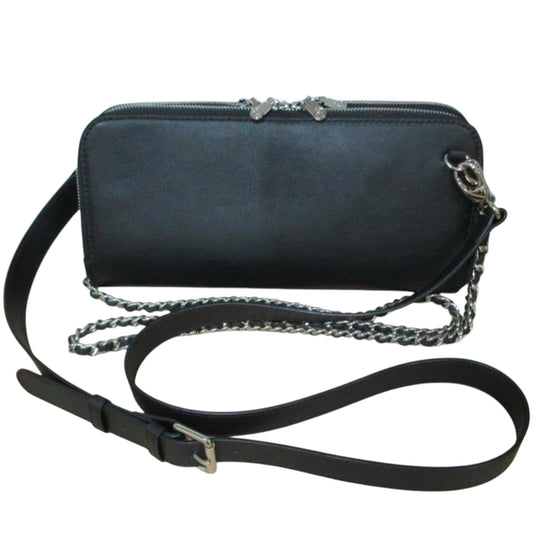Zeloso black leather crossbody with nickel hardware 