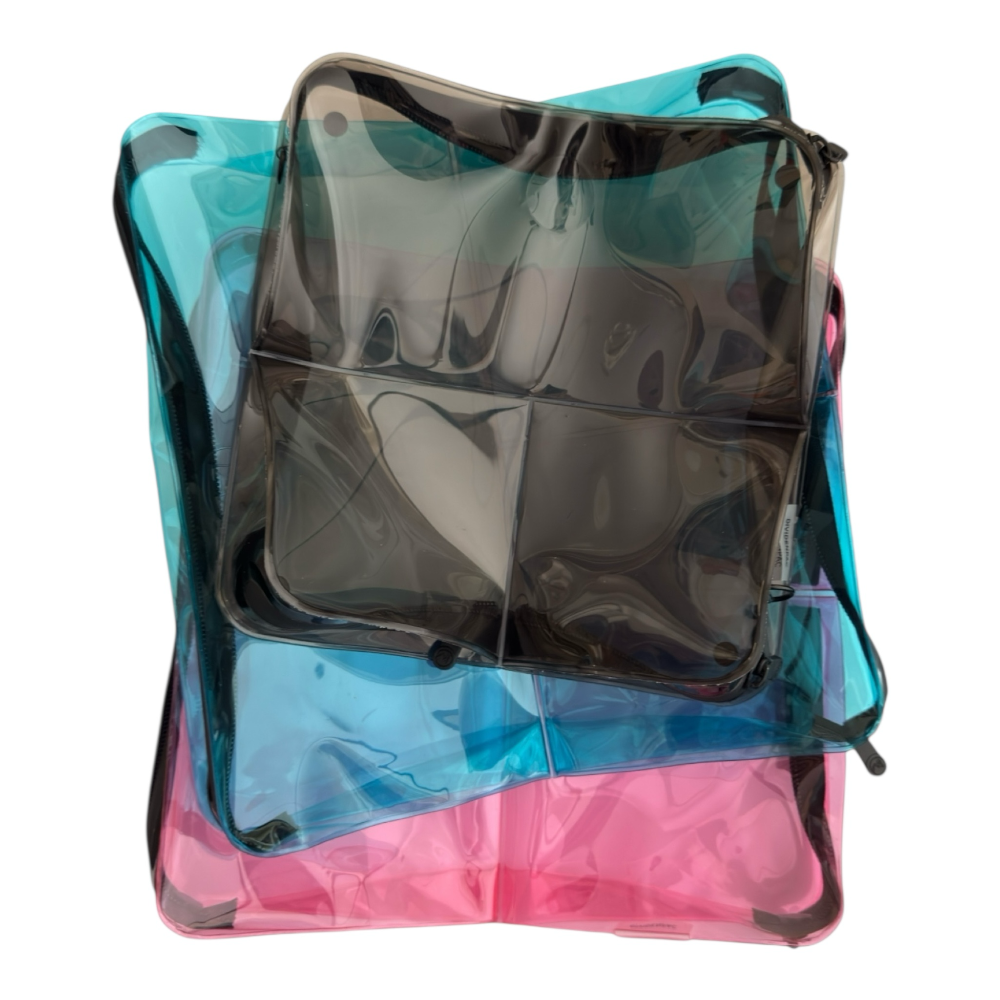 DivideNPac clear organizer pouch with multicolor compartments - TSA approved travel storage bag